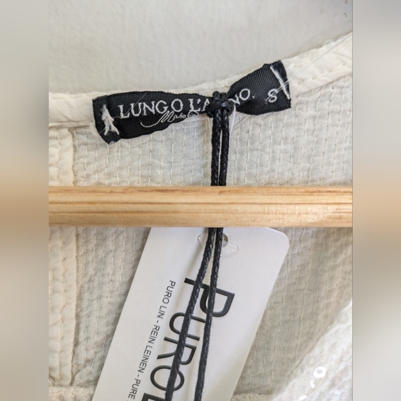 Lungo L'arno Linen Sequin Oatemeal Beige Sheath Dress Size S - Picture 2 of 5